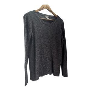 Grunge Luxe Indie Sleeze Womens H&M Heather Gray Ribbed Scoop Neck Sweater Large